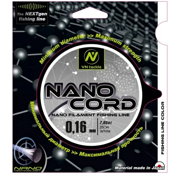 Плетеный шнур VN Tackle NanoCord Line  250м 7.65 2